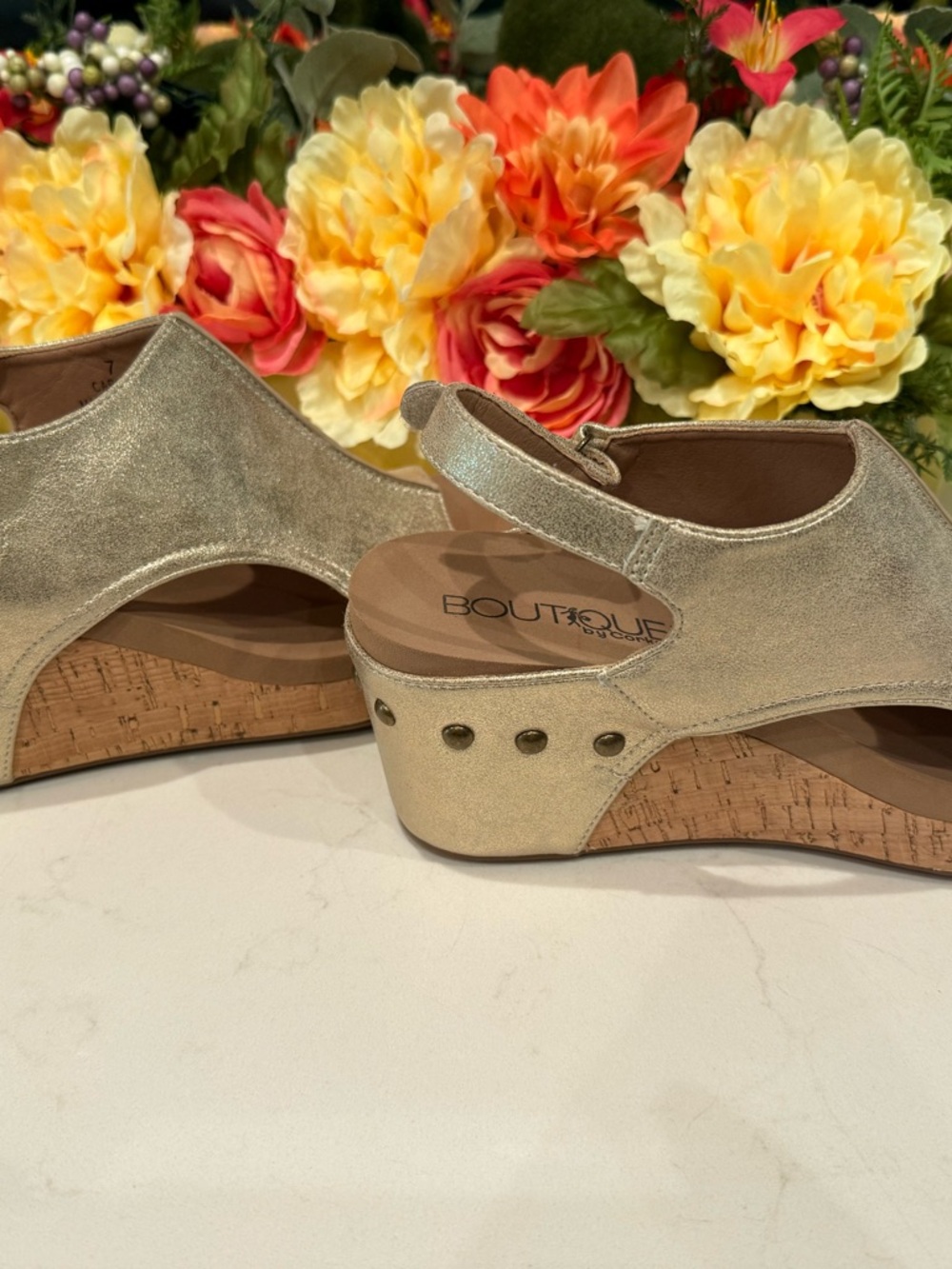 Corkys Gold Metallic Open-Toe Slingback Sandals - Picture 4 of 5